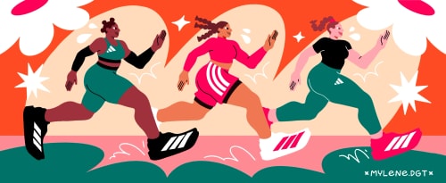 Affiche pour l'événement HÉRITAGES à Nantes, illustrée avec des portraits colorés de personnes diverses, entourés de fleurs, annonçant des discussions, DJ sets, open mic et ateliers pour enfants.