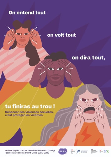 Affiche pour l'événement HÉRITAGES à Nantes, illustrée avec des portraits colorés de personnes diverses, entourés de fleurs, annonçant des discussions, DJ sets, open mic et ateliers pour enfants.