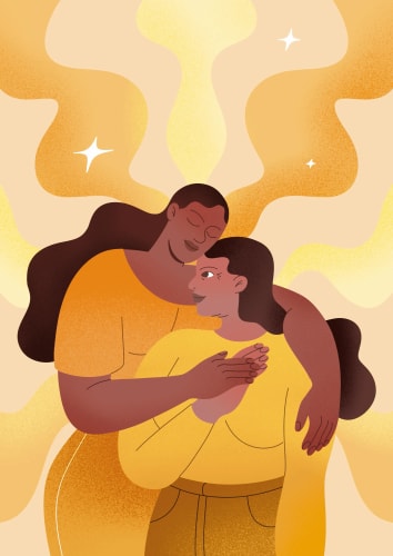 Affiche pour l'événement HÉRITAGES à Nantes, illustrée avec des portraits colorés de personnes diverses, entourés de fleurs, annonçant des discussions, DJ sets, open mic et ateliers pour enfants.