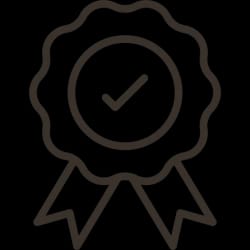 Icône de médaille ou badge avec une coche au centre, symbolisant la réussite ou la certification de la livraison offerte Fiamme
