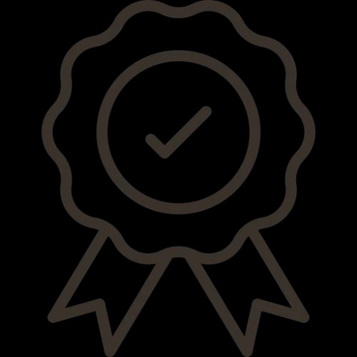 Icône de médaille ou badge avec une coche au centre, symbolisant la réussite ou la certification de la livraison offerte Fiamme