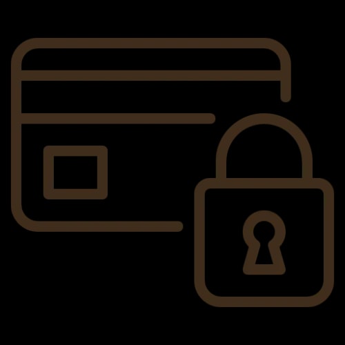 Icône d'une carte bancaire avec un cadenas symbolisant la sécurité des paiements Fiamme via Stripe.