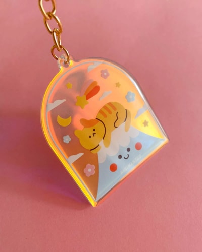 Porte-clé - Cat on Mount Fuji