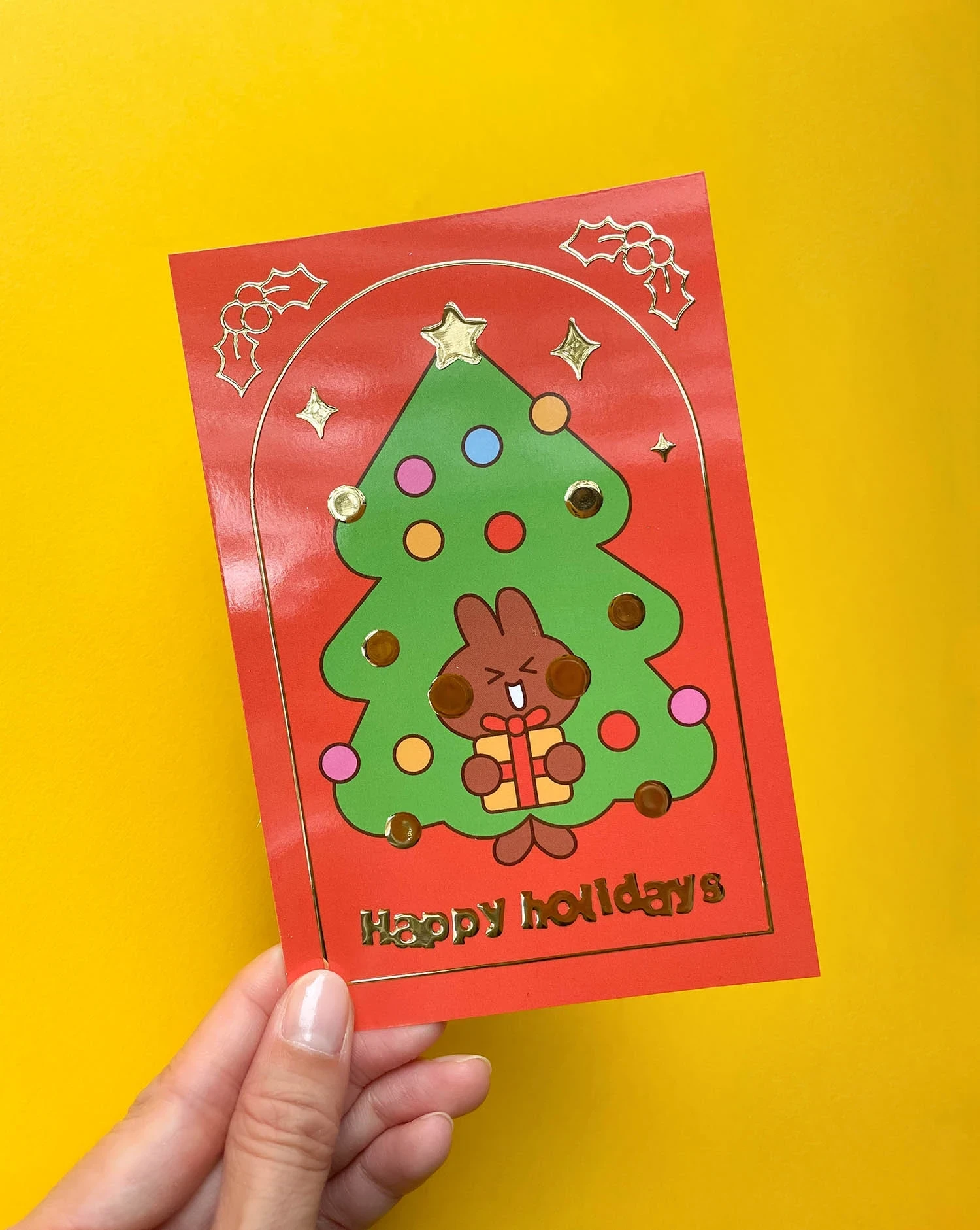 Carte postale à dorure - Happy holidays