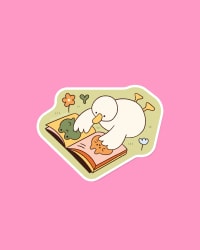 Pegatina - Pato leyendo
