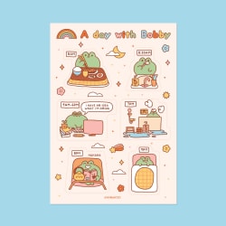 Plancha de pegatinas - Un día con Bobby