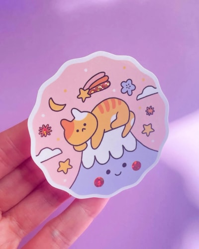 Imperfect sticker - Cat on Mount Fuji
