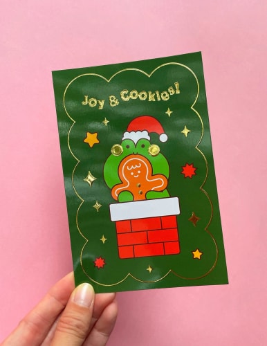 Postal con dorado - Joy & cookies