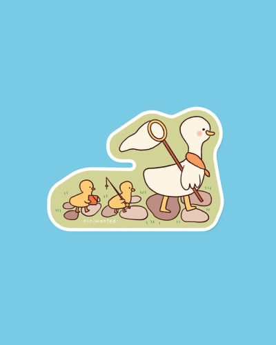 Sticker - Duck and ducklings