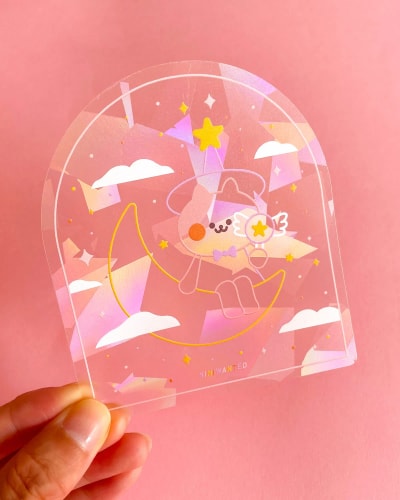 Suncatcher sticker - Cat on the moon