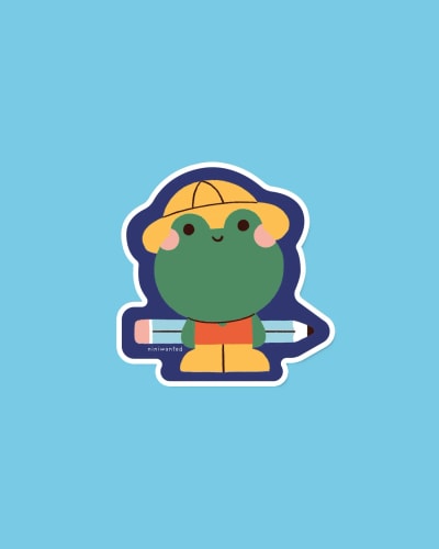 Sticker - Frog at school