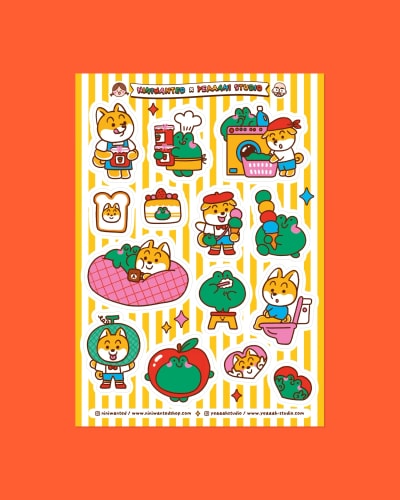 Planche de stickers A5 - Bobby & Mimi à la maison