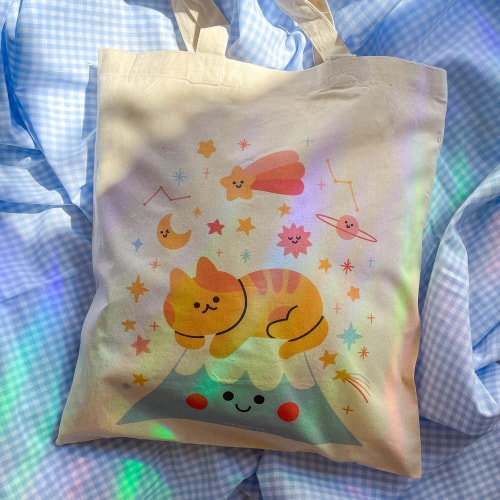 Tote bag - Cat on Mount Fuji