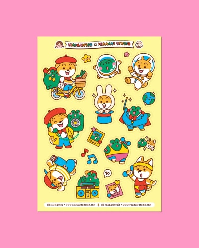 Planche de stickers A5 - Bobby & Mimi et leurs hobbies