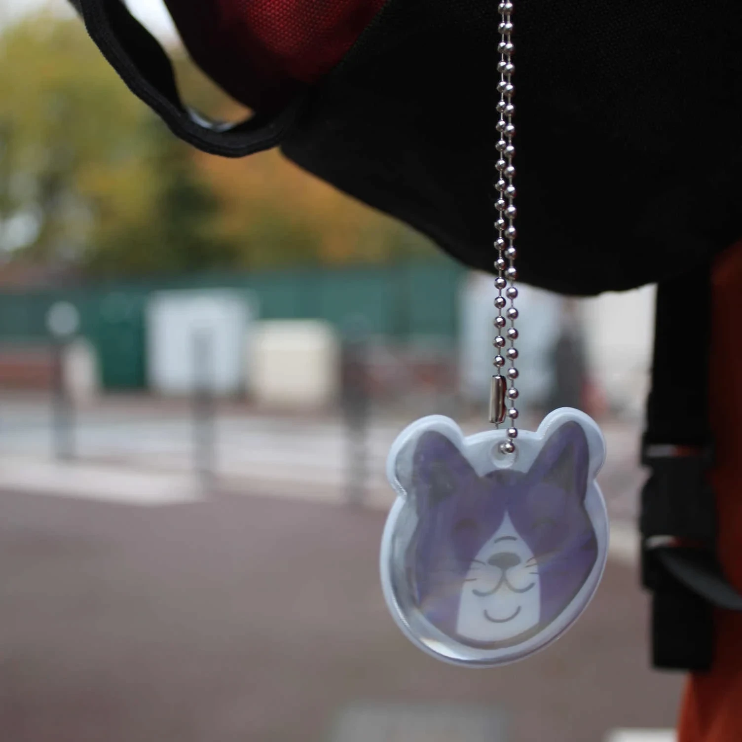 Réflecteur pour chat avec chaîne en métal