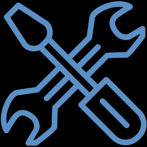 Icône représentant des outils, un tournevis et une clé à molette, croisés.