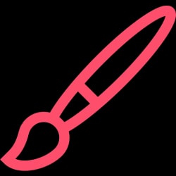 Icône représentant un pinceau de peinture en couleur rose.