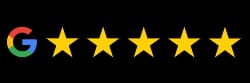 Logo Google avec une note de 5 étoiles pour représenter la note Google donnée par nos clients à l'Agence Vitrine