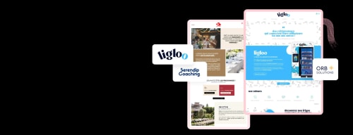 Image montrant des captures des sites de Ligloo, de Serendip Coaching, Orb Solutions, Invitin.