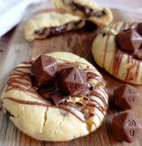 Cookie vanille, pépites au chocolat au lait, coeur nutella