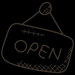 Illustration d'un panneau marqué "open", ouvert en français
