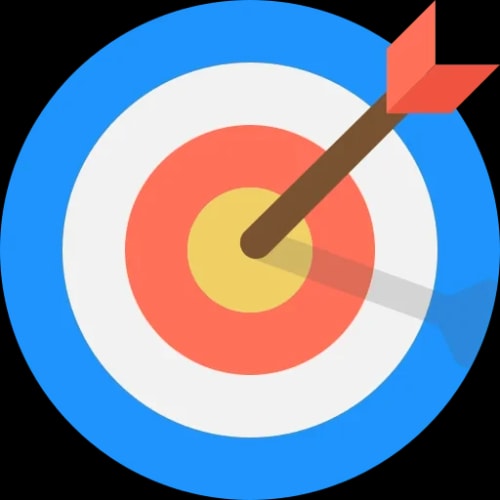 Cible avec une flèche pointant vers le centre, pour la réactivité et la persévérance